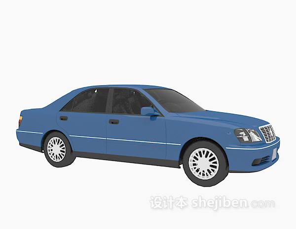 现代风格免费蓝色汽车3d模型下载