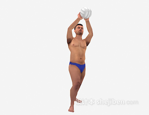 设计本沙滩男人max人物3d模型下载