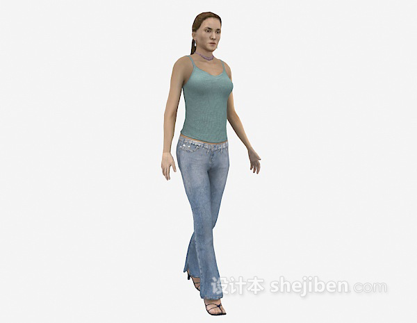 设计本穿吊带女人3d模型下载