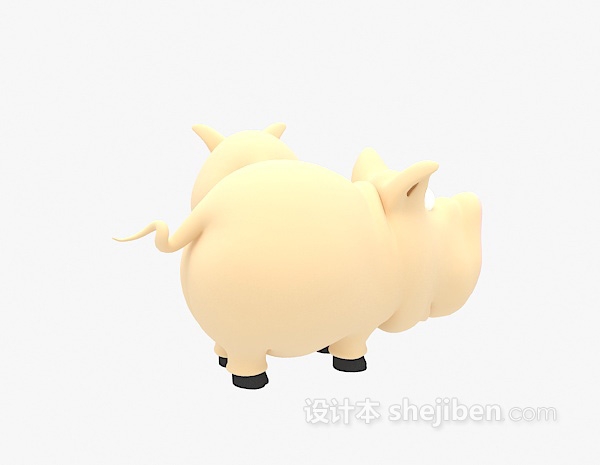 现代风格儿童动物玩具河马3d模型下载