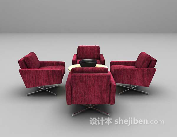 设计本红色桌椅3d模型下载