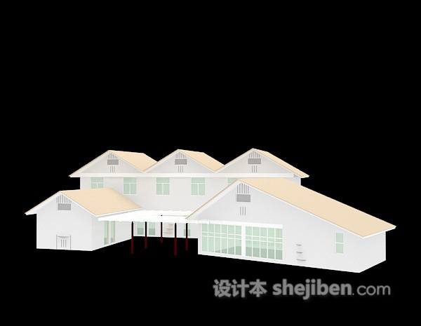 设计本白色房子3d模型下载