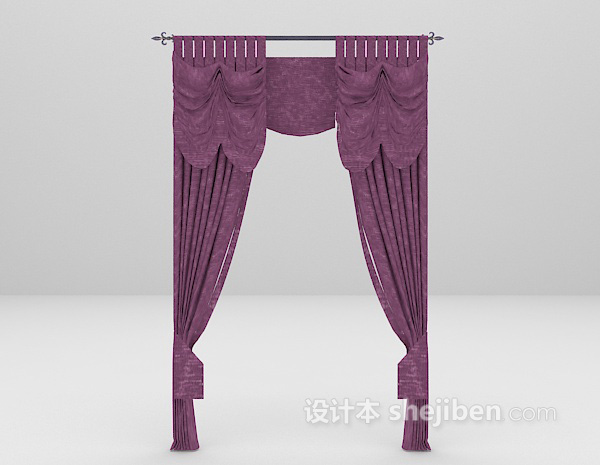 免费紫色个性窗帘3d模型下载