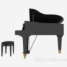 黑色三角钢琴免费3d模型下载