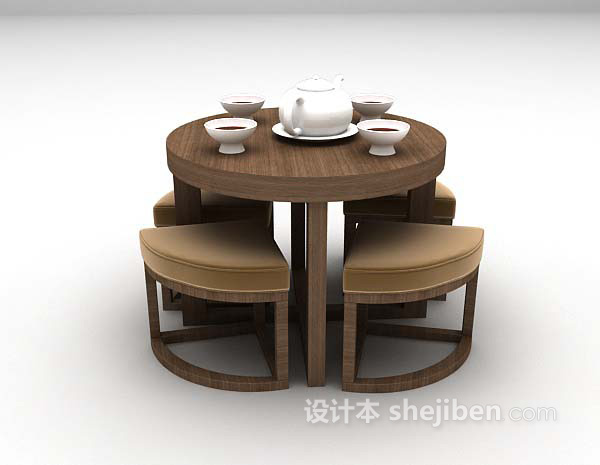 现代风格灰色桌椅组合欣赏3d模型下载