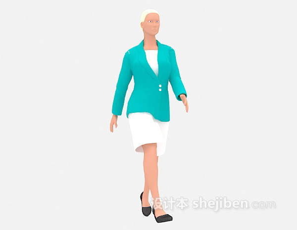 设计本绿色职业装女士3d模型下载
