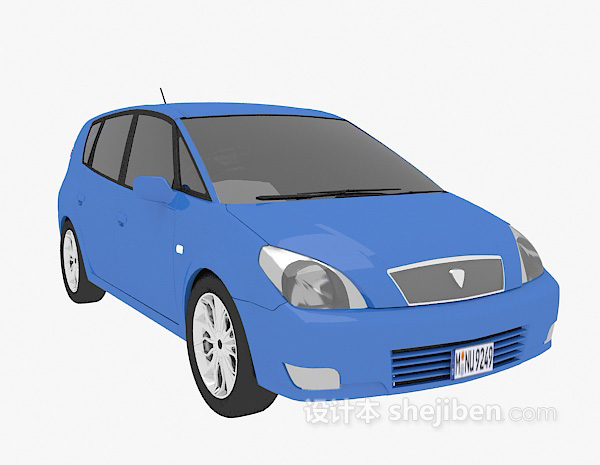 免费蓝色汽车3d模型下载
