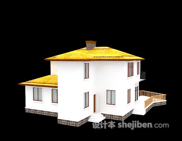 欧式风格白色的别墅3d模型下载