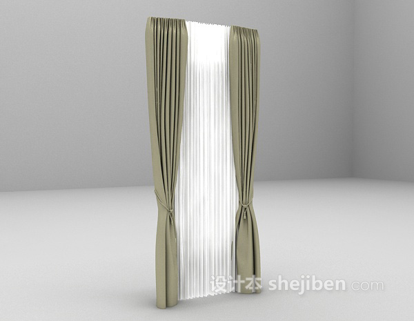 设计本简约灰色现代窗帘3d模型下载