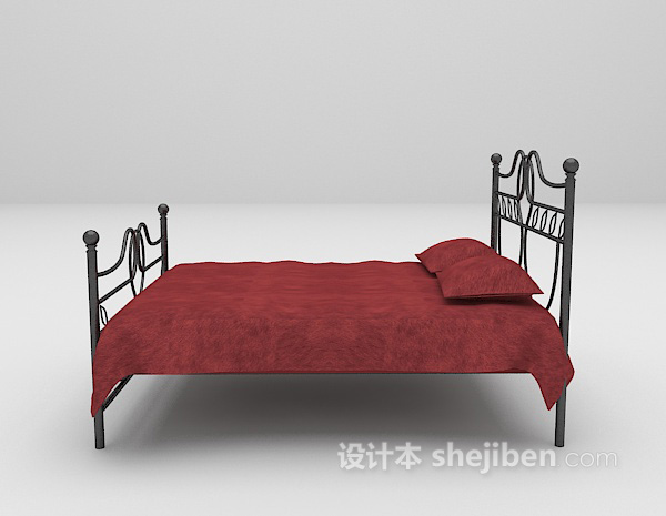 现代风格金属材料床具3d模型下载