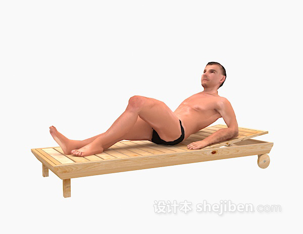 设计本躺椅上的男士3d模型下载