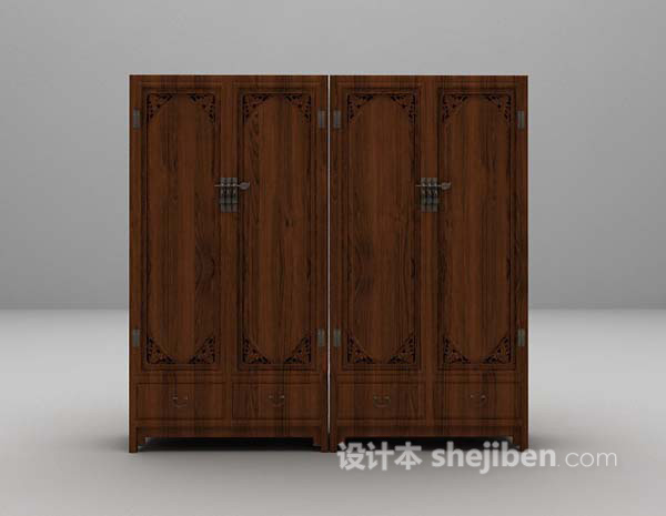 设计本棕色衣柜3d模型下载