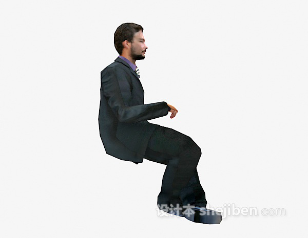 现代风格坐着的商业男士3d模型下载