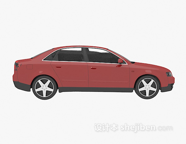 现代风格深红色汽车3d模型下载