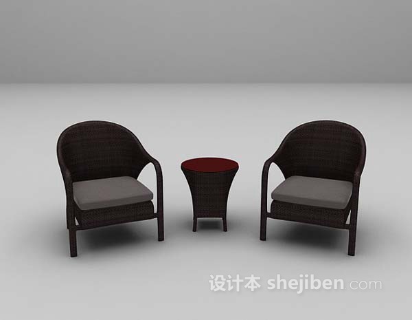 设计本黑色家居椅组合3d模型下载
