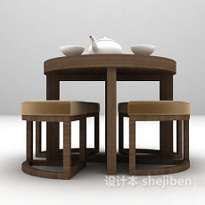 灰色桌椅组合欣赏3d模型下载