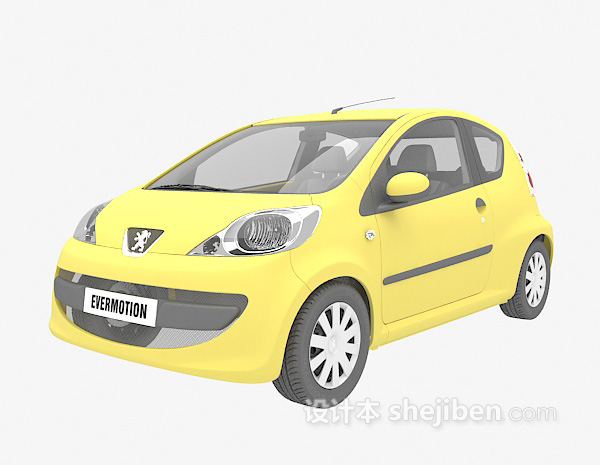 免费黄色小Q车3d模型下载