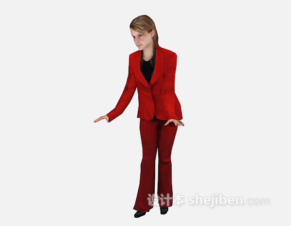 免费红衣女士3d模型下载