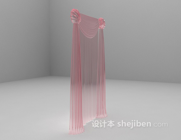 现代风格紫色窗帘3d模型下载