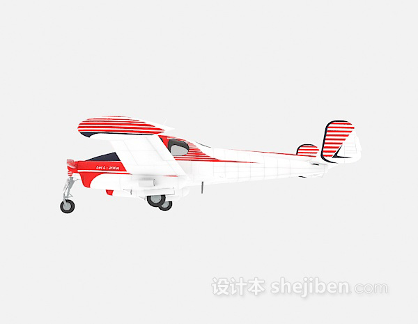 现代风格红色条纹直升机3d模型下载