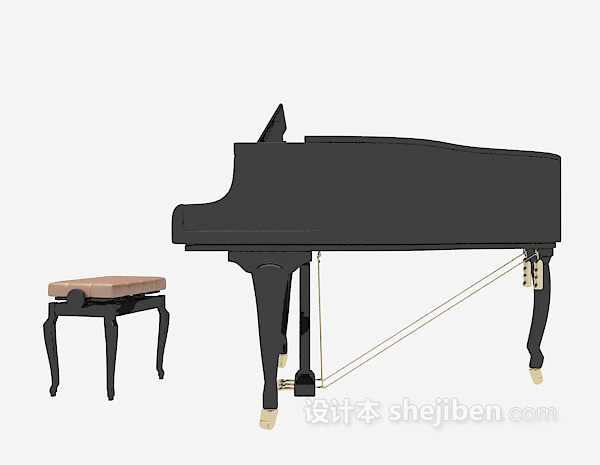 现代风格黑色钢琴组合3d模型下载
