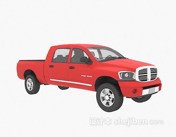 现代风格红色小货车3d模型下载