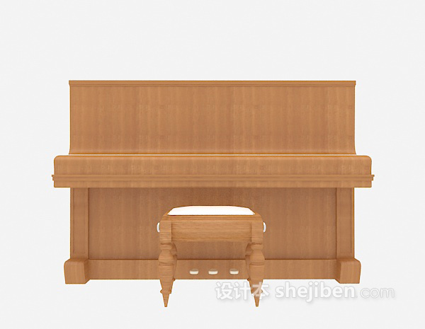 木色钢琴模型3d下载