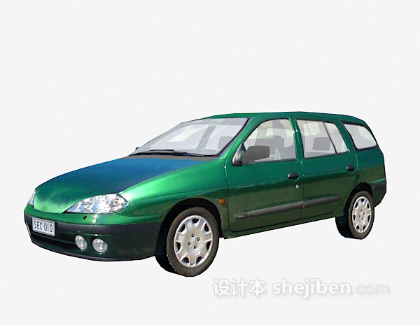 设计本绿色车车3d模型下载