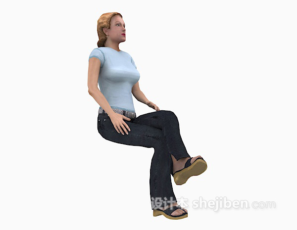 现代风格坐着的女士3d模型下载
