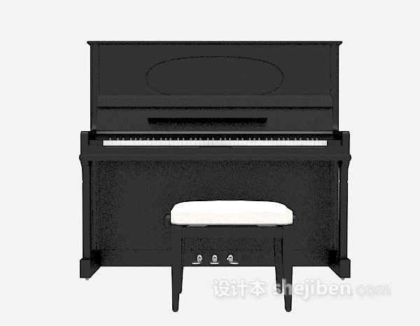 黑色竖式钢琴模型3d下载