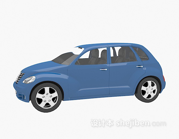 免费蓝色小车3d模型下载