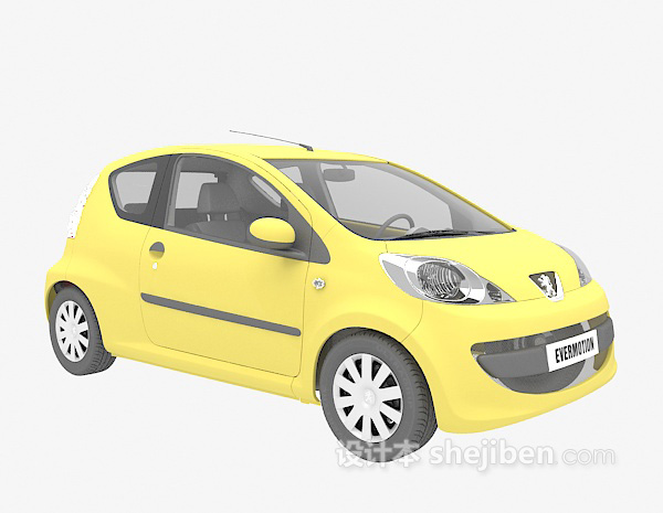 现代风格黄色小Q车3d模型下载