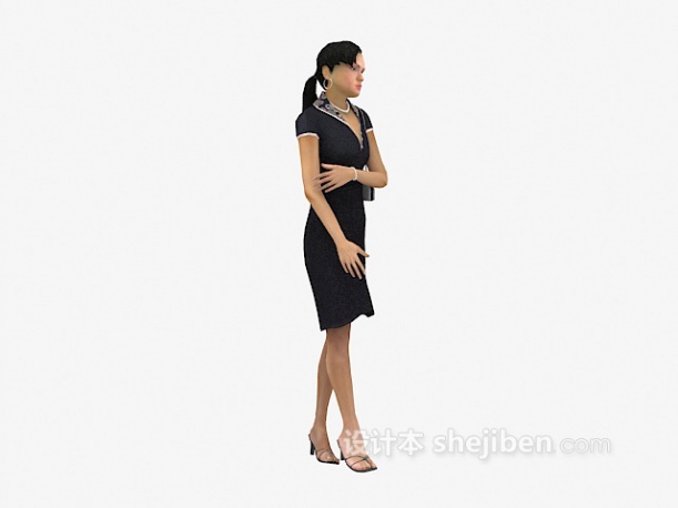 现代风格穿裙子女人3d模型下载