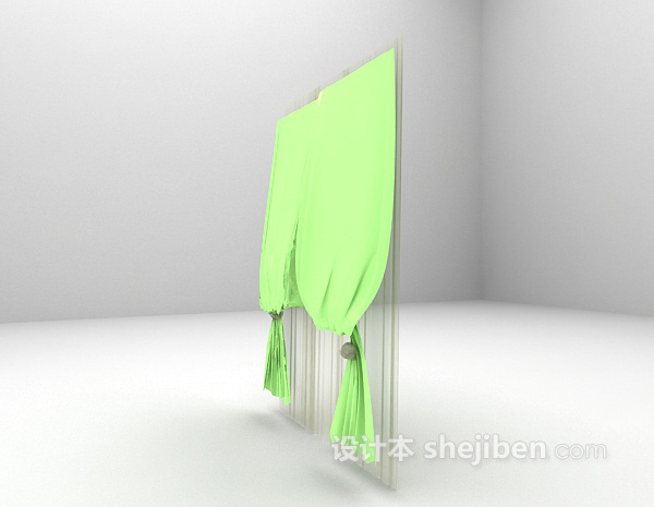现代风格绿色窗帘3d模型下载