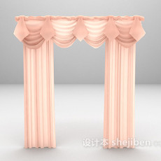 可爱粉色儿童房窗帘3d模型下载