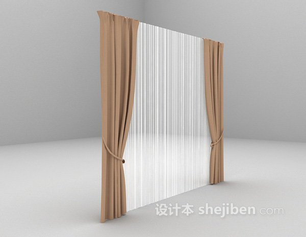 现代风格双层窗帘3d模型下载
