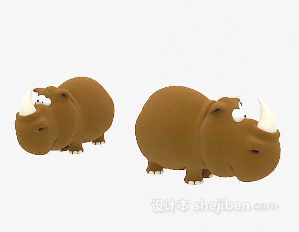 免费儿童动物玩具水牛3d模型下载