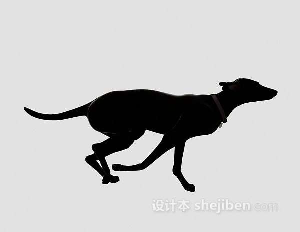 现代风格黑色狗动物 3d模型下载