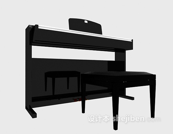 免费黑色简约钢琴3d模型下载