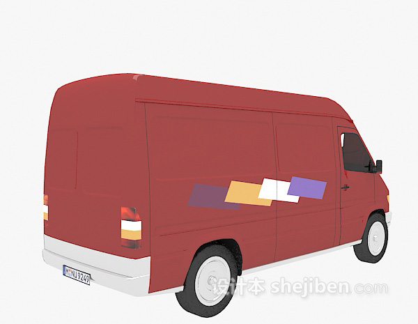 设计本红色面包车的3d模型下载