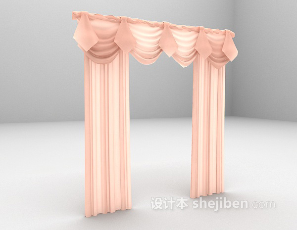 设计本可爱粉色儿童房窗帘3d模型下载