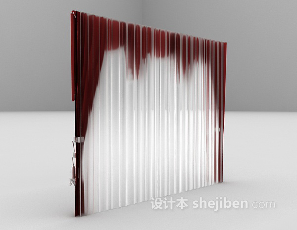 设计本红色欧式古典窗帘3d模型下载