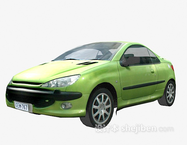 设计本绿色车3d模型下载