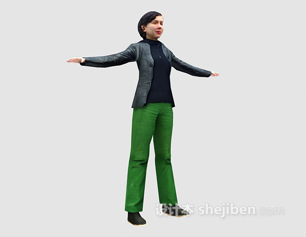 设计本女人站姿人物3d模型下载