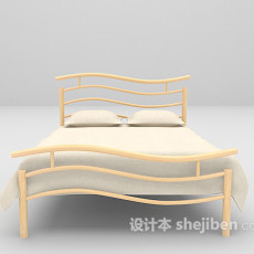 木质双人床3d模型下载