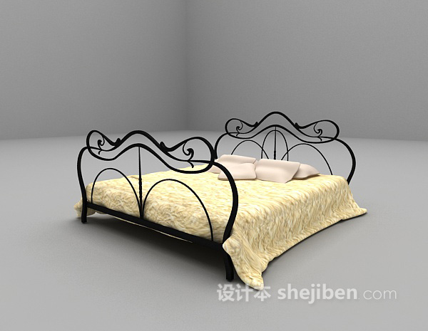设计本铁艺单人床3d模型下载