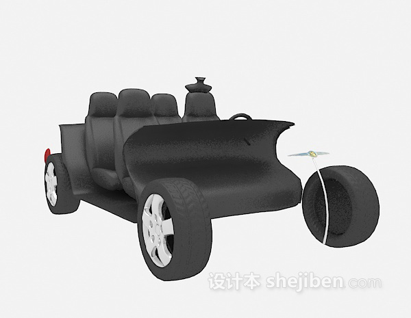 设计本黑色运输车3d模型下载