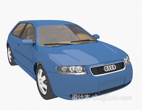 免费蓝色小车3d模型下载