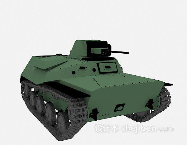 免费绿色坦克3d模型下载