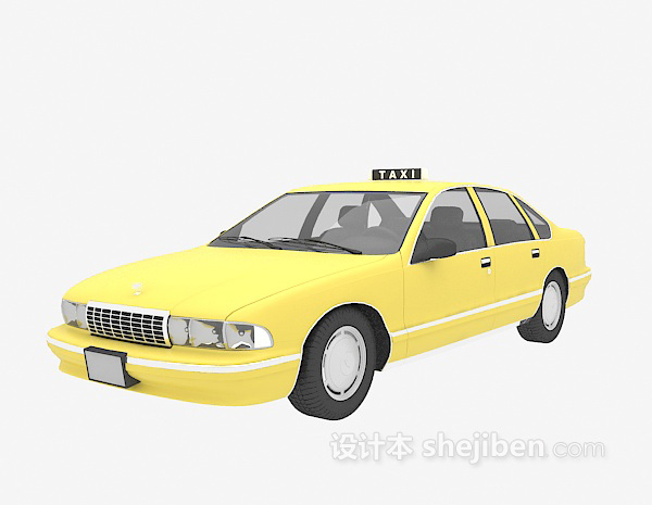 免费黄色出租车3d模型下载